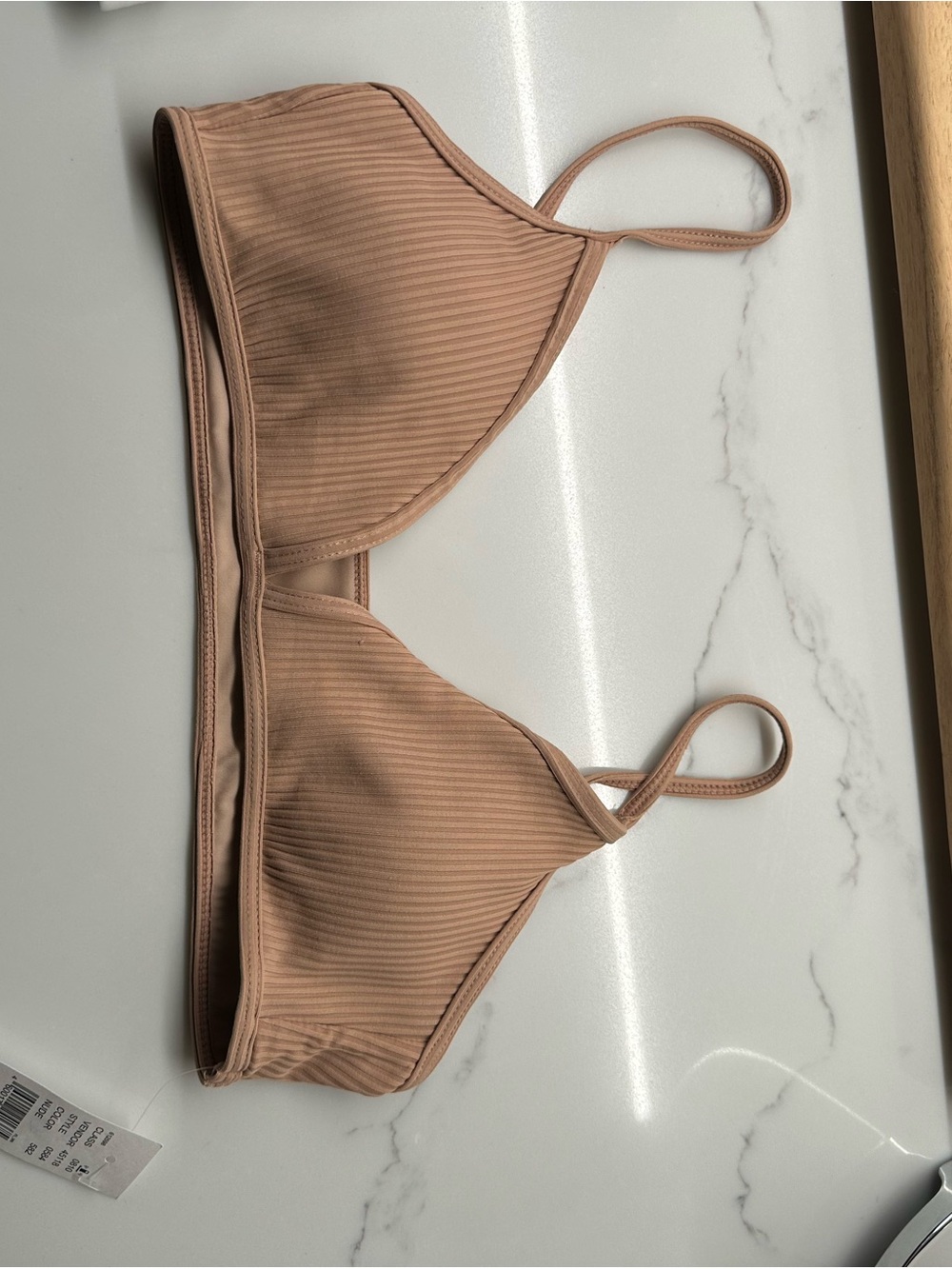 NWT Women’s Ribbed Triangle Bikini Top - Nude